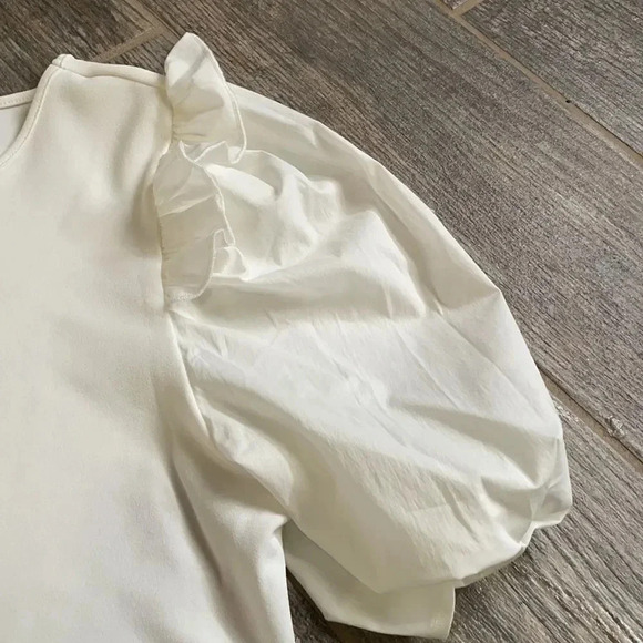 Marc New York puff sleeved top blouse, white. Women’s size Small - Picture 4 of 11